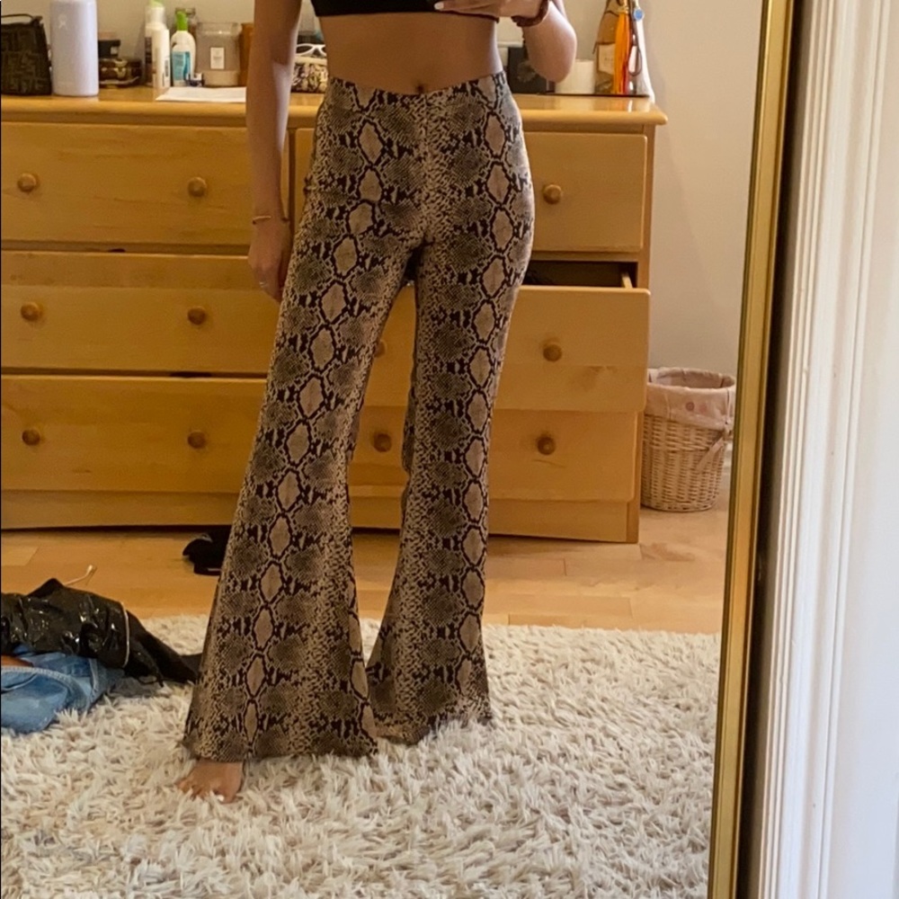 High waisted flare snake pants